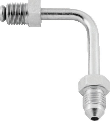 Twin Power Stainless Brake Fitting Male 3/8-24 Inverted Flare to AN-3 Male 90 Adaptor Tube Short