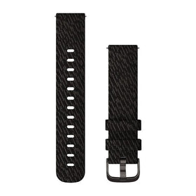 Garmin Quick Release Bands (20 mm). Black Pepper Woven Nylon with Slate Hardware