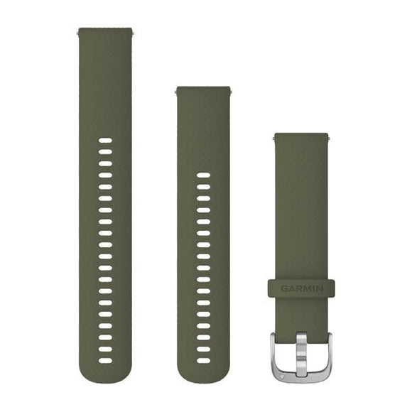 Garmin Quick Release Bands (20 mm). Moss with Silver Hardware