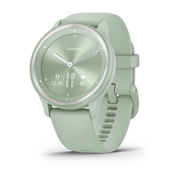 Garmin vvomove Sport. Cool Mint Case and Silicone Band with Silver Accents