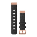 Garmin QuickFit 20 Watch Bands. Heathered Black Nylon with Rose Gold Hardware-1