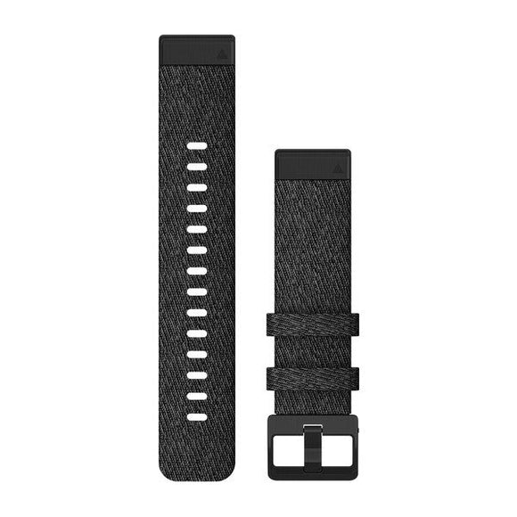 Garmin QuickFit 20 Watch Bands. Heathered Black Nylon with Black Hardware