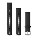 Garmin Quick Release Bands (20 mm). Black with Silver Hardware-1