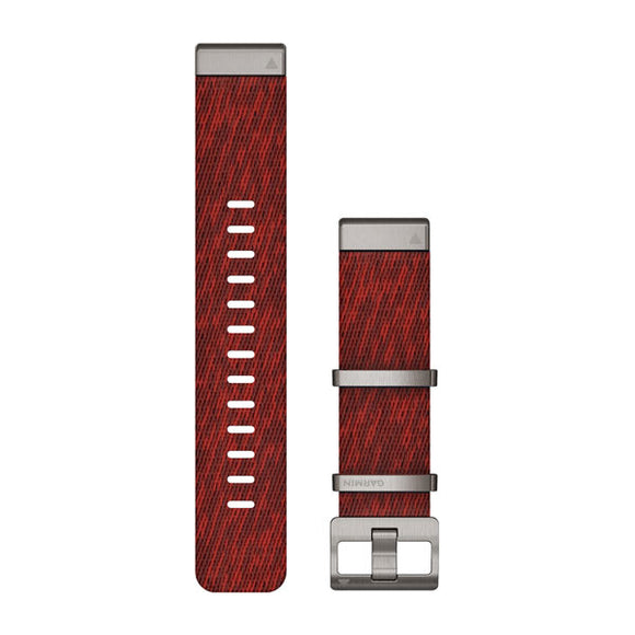 Garmin QuickFit 22 Watch Straps. Jacquard-weave Nylon Strap Red