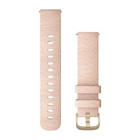 Garmin Quick Release Bands (20 mm). Blush Pink Woven Nylon with Light Gold Hardw