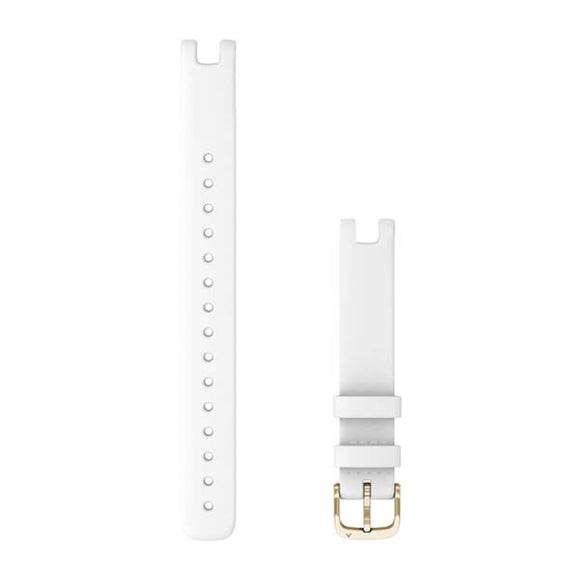 Garmin Lily Bands (14 mm). White Italian Leather with Cream Gold Hardware (Large