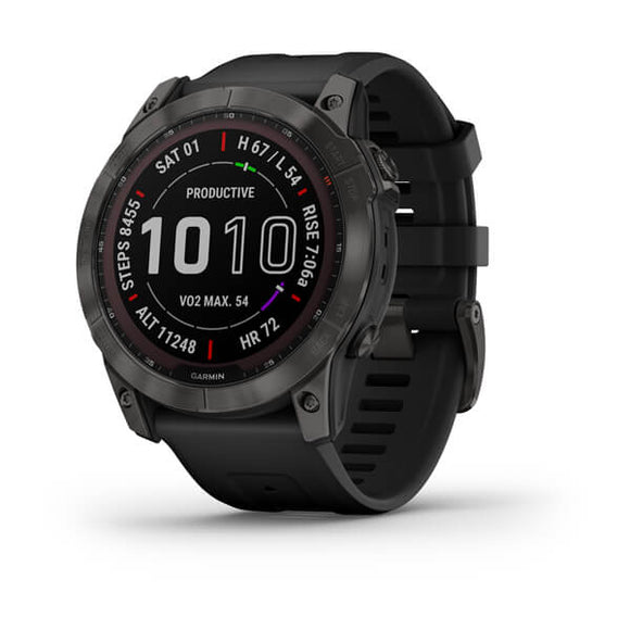 Garmin fenix 7X Sapphire Solar Edition. Carbon Gray DLC Titanium with Black Band
