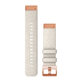 Garmin QuickFit 20 Watch Bands. Cream Heathered Nylon with Rose Gold Hardware