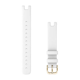 Garmin Lily Bands (14 mm). White Leather with Cream Gold Hardware
