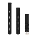 Garmin Lily 2 Bands (14 mm). Black Silicone with Cream Gold Hardware-1