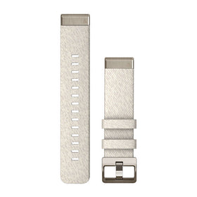 Garmin QuickFit 20 Watch Bands. Cream Heathered Nylon with Soft Gold Hardware
