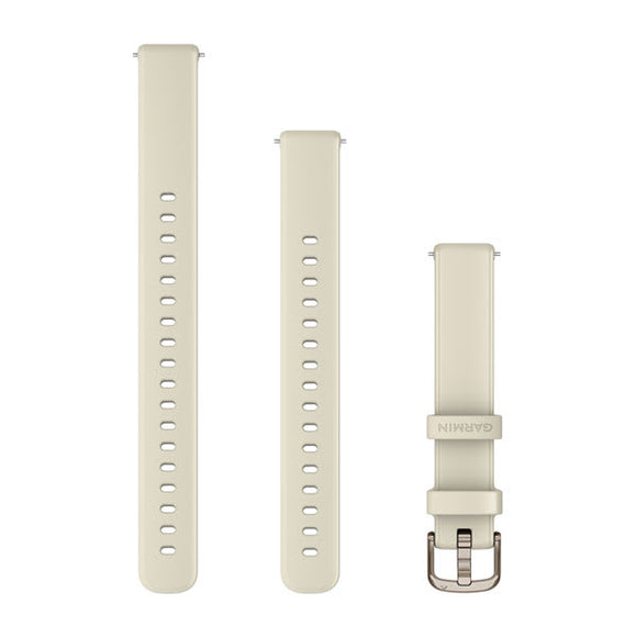 Garmin Lily 2 Bands (14 mm). Coconut Silicone with Cream Gold Hardware