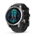 Garmin fenix E 47 mm. AMOLED. Stainless Steel with Black Silicone Band-1