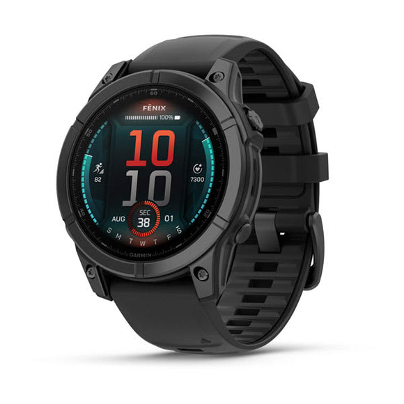 Garmin fenix E 47 mm. AMOLED. Slate Gray Steel with Black Silicone Band