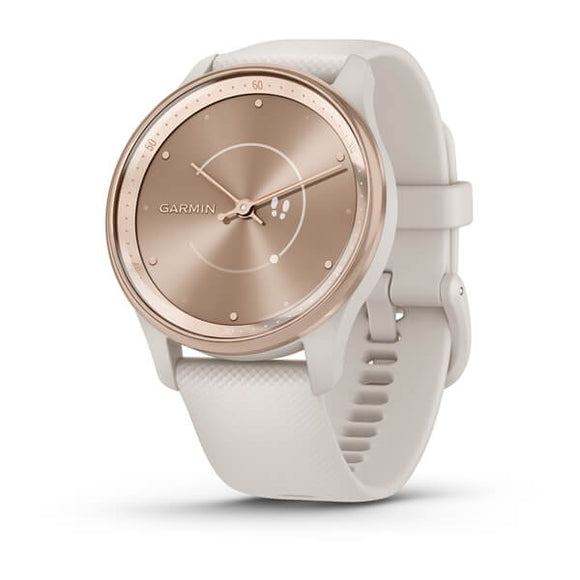 Garmin vvomove Trend. Peach Gold Stainless Steel Bezel with Ivory Case and Silic