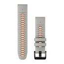 Garmin QuickFit 22 Watch Bands. Fog Gray/Ember Orange Silicone-1