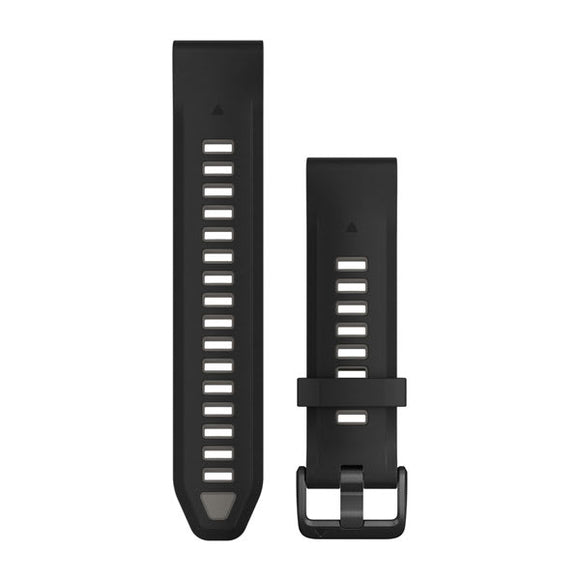 Garmin QuickFit 20 Watch Bands. Black/Pebble Gray Silicone
