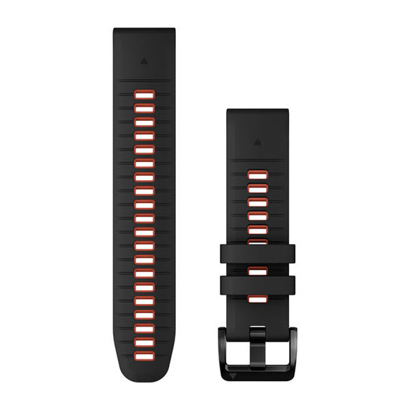 Garmin QuickFit 22 Watch Bands. Black/Flame Red Silicone