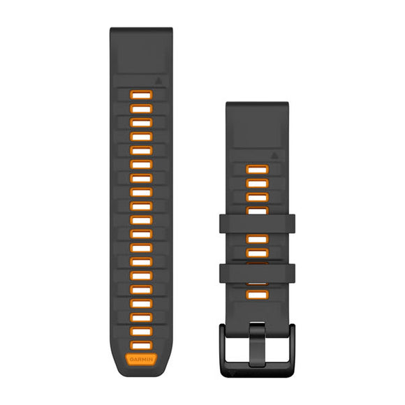 Garmin QuickFit 22 Watch Bands. Graphite/Spark Orange Silicone