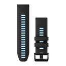 Garmin QuickFit 26 Watch Bands. Black/Cirrus Blue Silicone-1