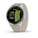 Garmin Approach S50. Cream Gold Aluminum Bezel with Ivory Nylon Band-1