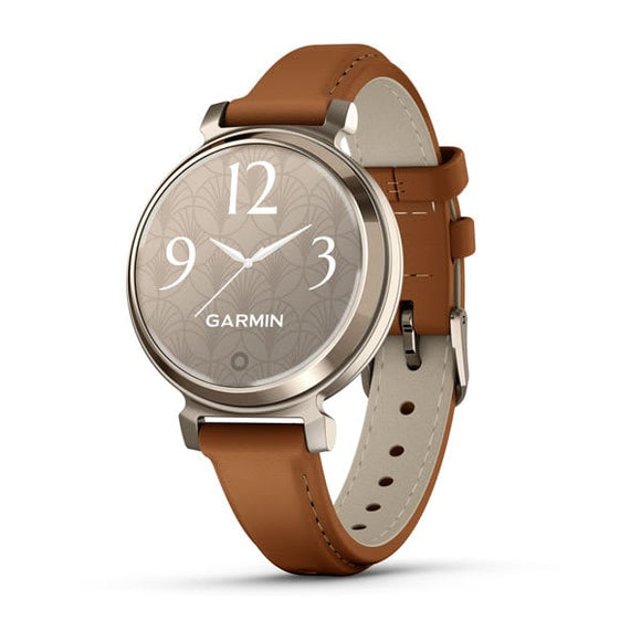 Garmin Lily 2 Classic. Cream Gold with Tan Leather Band