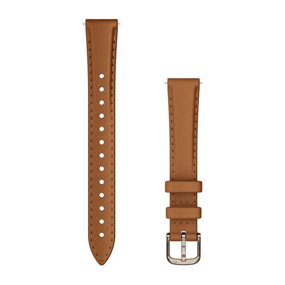 Garmin Lily 2 Bands (14 mm). Tan Leather with Cream Gold Hardware