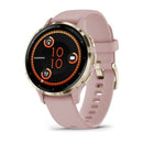 Garmin Venu 3S. Soft Gold Stainless Steel Bezel with Dust Rose Case and Silicone-1
