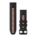 Garmin QuickFit 26 Watch Bands. Black/Flame Red Silicone-1