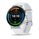 Garmin Venu 3. Silver Stainless Steel Bezel with Whitestone Case and Silicone Ba-1