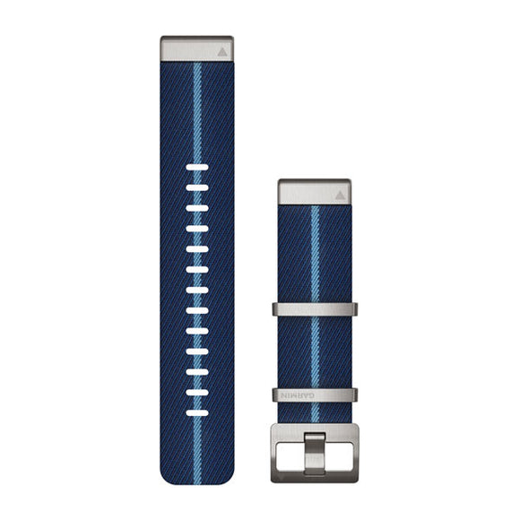 Garmin QuickFit 22 Watch Straps. Striped Jacquard-weave Nylon Strap. Indigo
