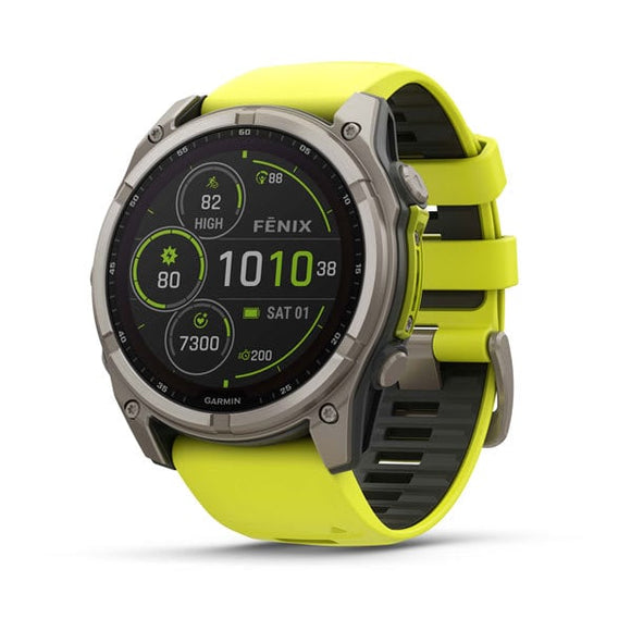 Garmin fenix 8 51 mm. Solar. Sapphire. Titanium with Amp Yellow/Graphite Silicon