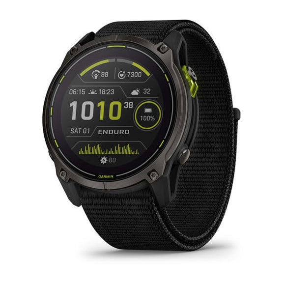 Garmin Enduro 3. Carbon Gray DLC Titanium with Black Ultrafit Nylon Strap