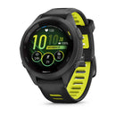 Garmin Forerunner 265S. Black Bezel and Case with Black/Amp Yellow Silicone Band-1
