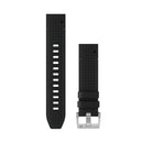 Garmin QuickFit 22 Watch Straps. Leather/FKM Hybrid Strap. Black/Green-1