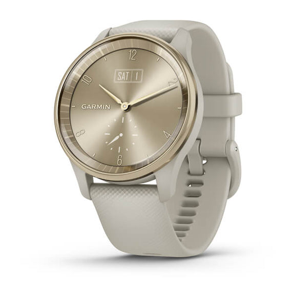 Garmin vvomove Trend. Cream Gold Stainless Steel Bezel with French Gray Case and