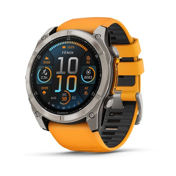 Garmin fenix 8 51 mm. AMOLED. Sapphire. Titanium with Spark Orange/Graphite Sili