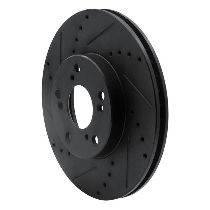 R1 06-15 Honda Civic Front Left Drilled & Slotted Black Brake Rotor