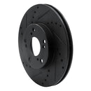 R1 06-15 Honda Civic Front Left Drilled & Slotted Black Brake Rotor-2