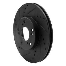 R1 06-15 Honda Civic Front Left Drilled & Slotted Black Brake Rotor - 0