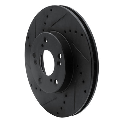 R1 06-15 Honda Civic Front Left Drilled & Slotted Black Brake Rotor - 0