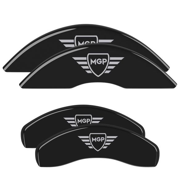 MGP 4 Caliper Covers Engraved Front & Rear MGP Black Finish Silver Char 2016 Cadillac CT6