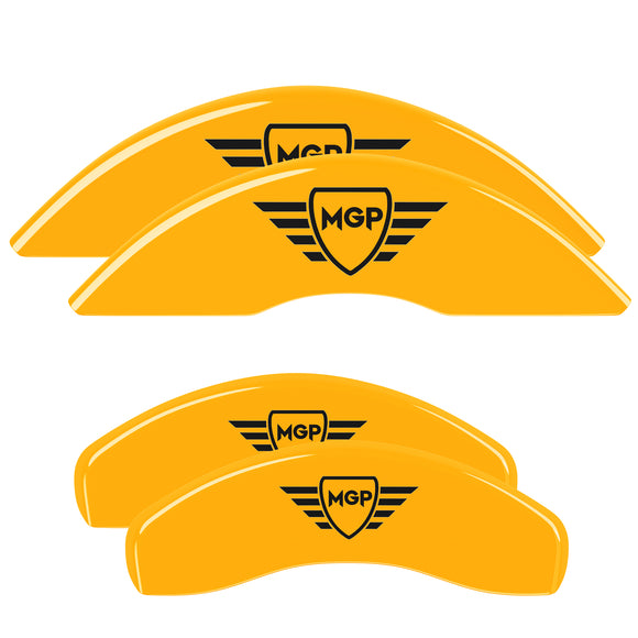 MGP 4 Caliper Covers Engraved Front & Rear MGP Yellow Finish Black Characters 2017 Acura RDX