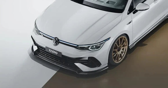 Zaero Design VW Golf R Mk8 EVO-1 Gloss Black Front Splitter | ZA-GOLF-8-R-FS