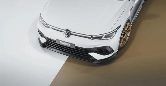 Zaero Design VW Golf R Mk8 EVO-1 Gloss Black Front Splitter | ZA-GOLF-8-R-FS