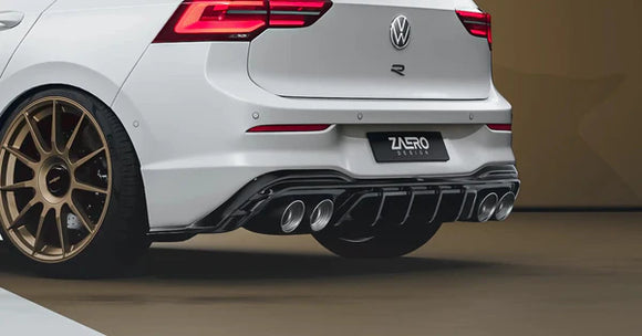Zaero Design VW Golf R Mk8 EVO-1 Gloss Black Rear Diffuser | ZA-GOLF-8-R-DF