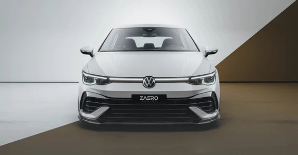 Zaero Design VW Golf R Mk8 EVO-1 Gloss Black Front Splitter | ZA-GOLF-8-R-FS