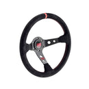 OMP Corsica Steering Wheel - Black Suede/Red-1
