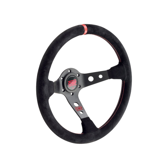 OMP Corsica Steering Wheel - Black Suede/Red