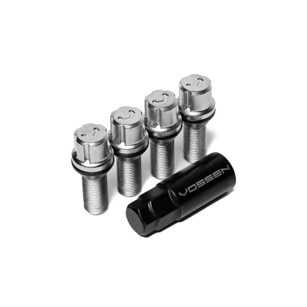 VOSSEN LOCK BOLT - 14X1.5 - 28mm - 17 HEX -  SET OF 4 - CONE SEAT - SILVER
